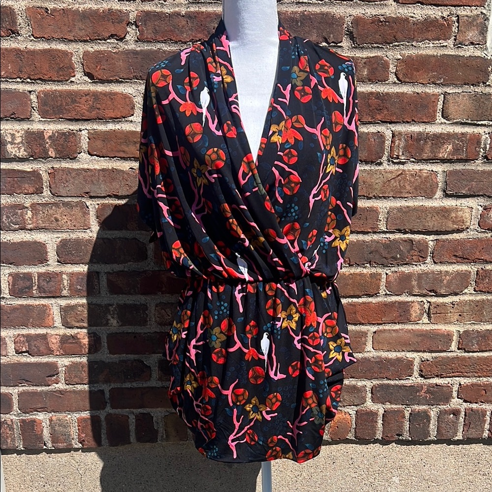 Colorful Patterned Cross Front Dress